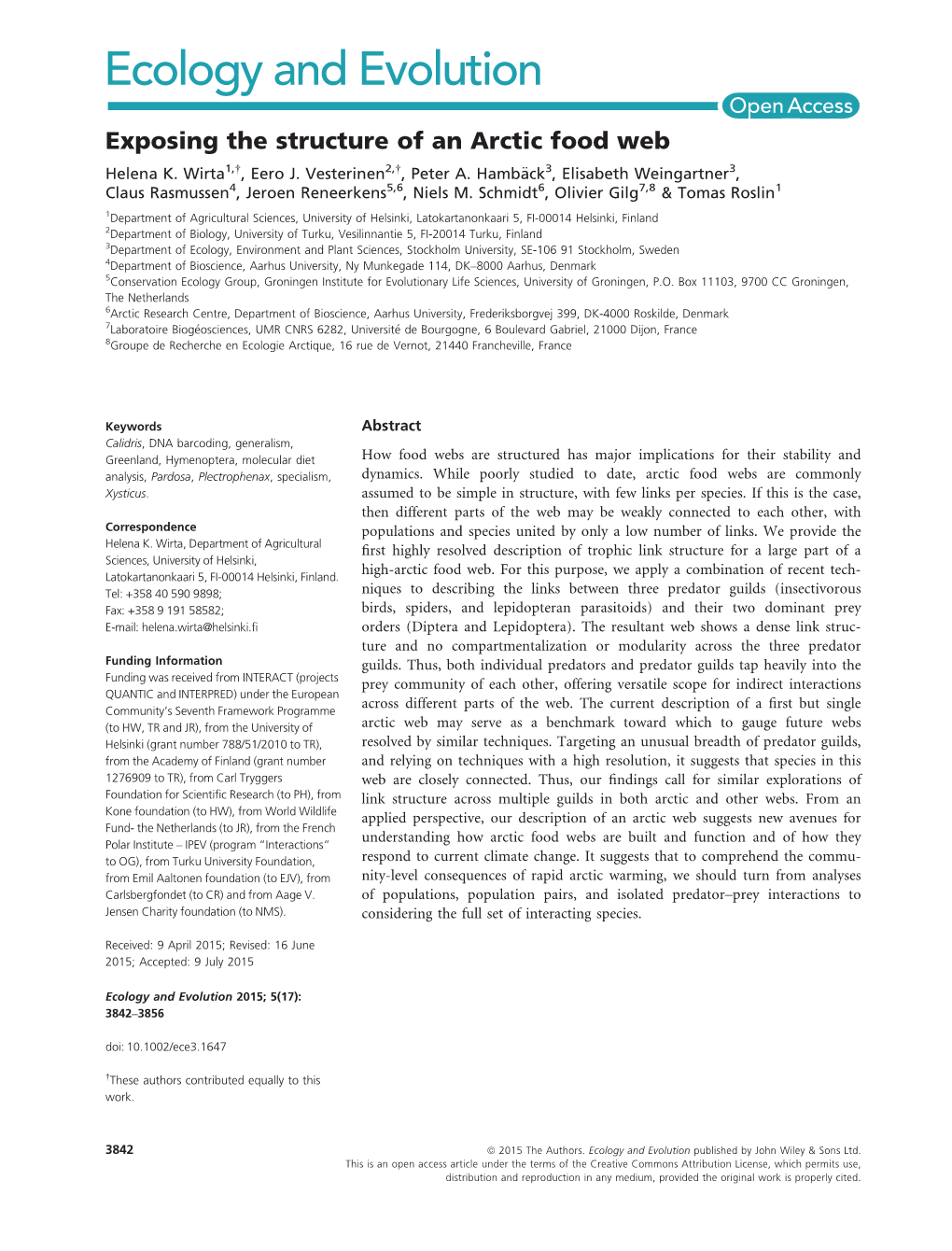 Exposing the Structure of an Arctic Food Web Helena K