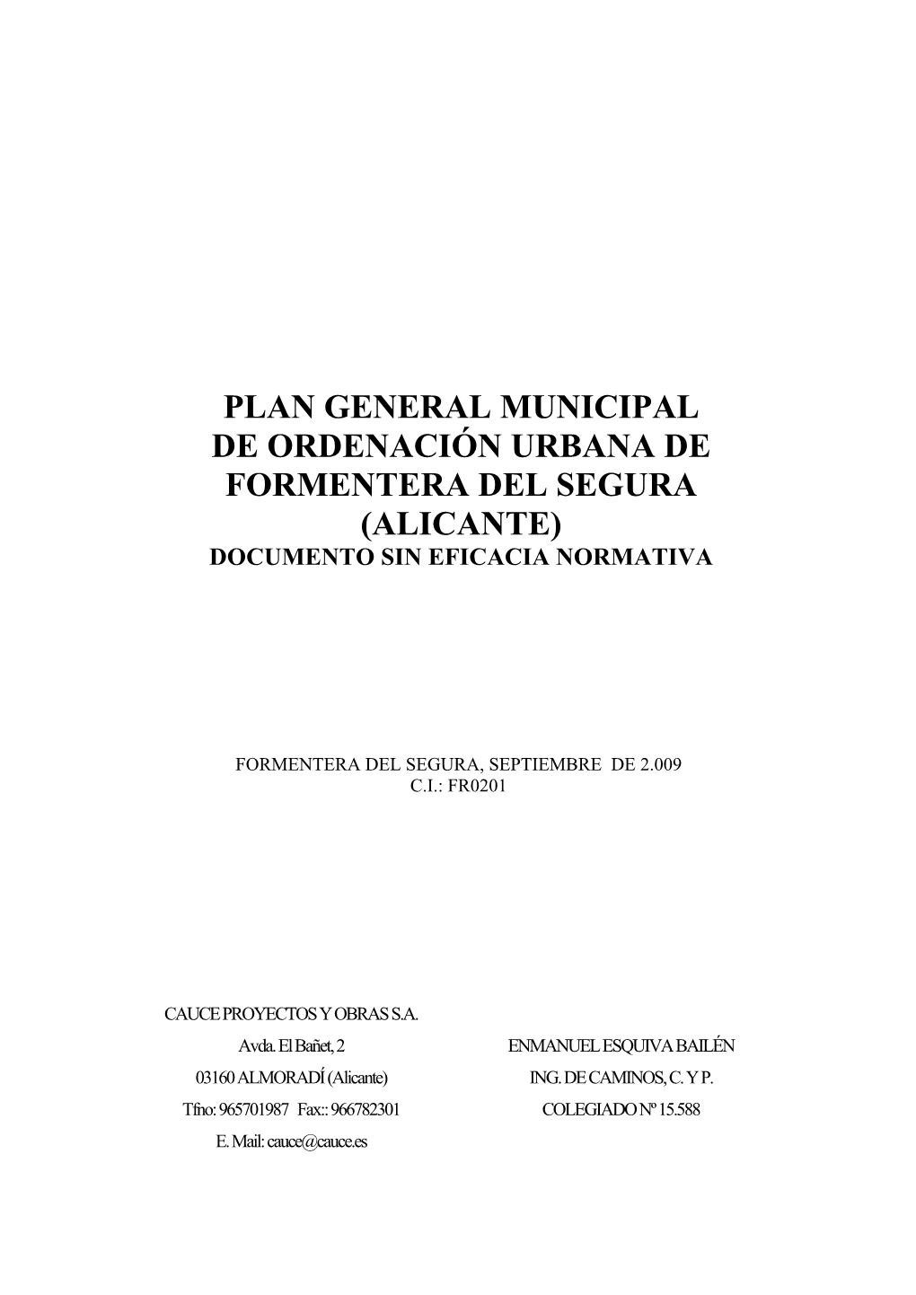 Plan General Municipal De Ordenacion Urbana