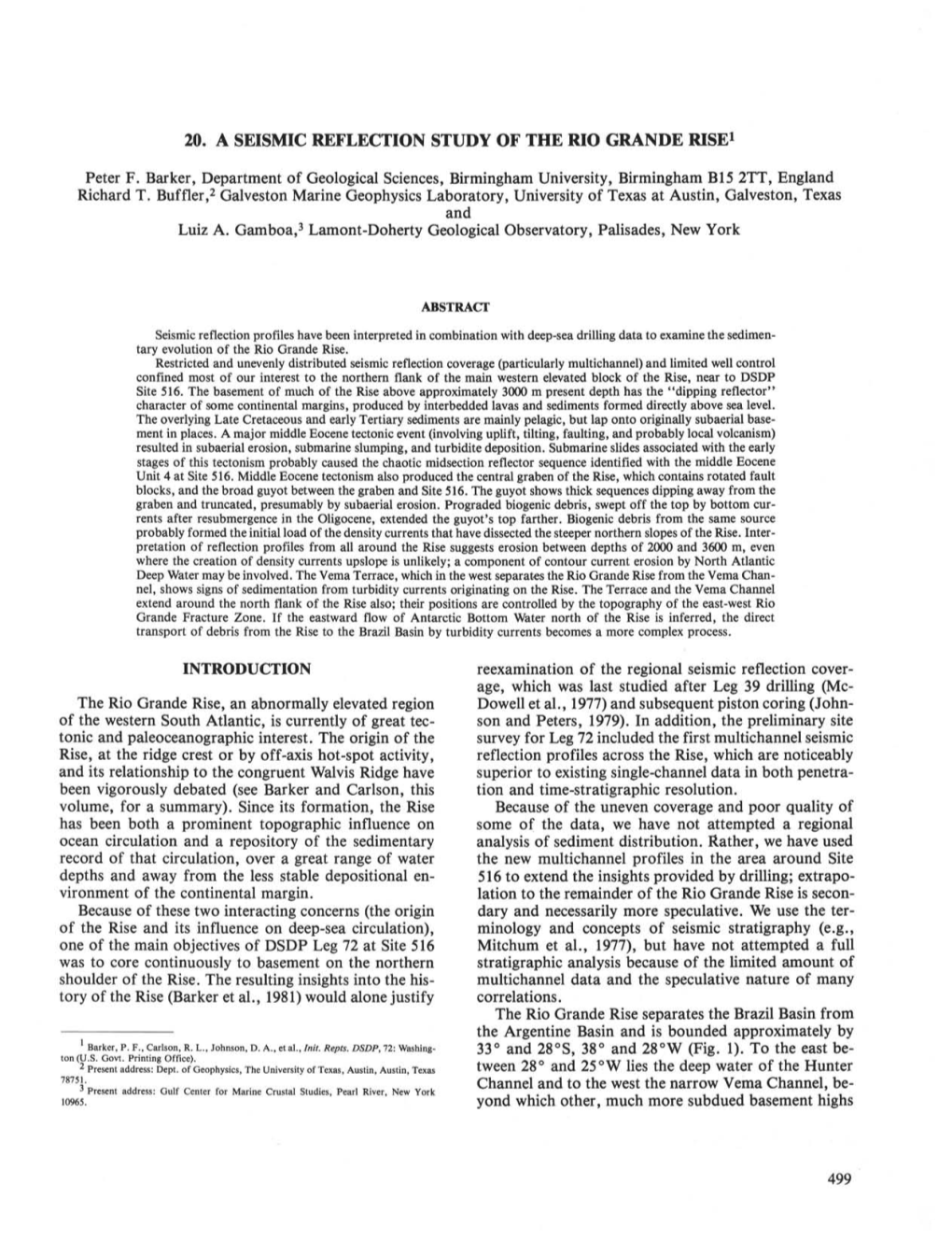 20. a Seismic Reflection Study of the Rio Grande Rise1