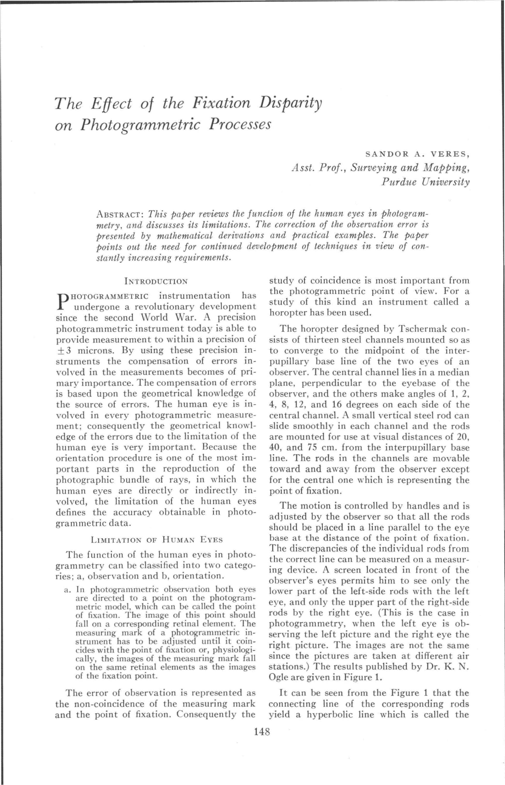 The Effect of the Fixation Disparity on Photogrammetric Processes