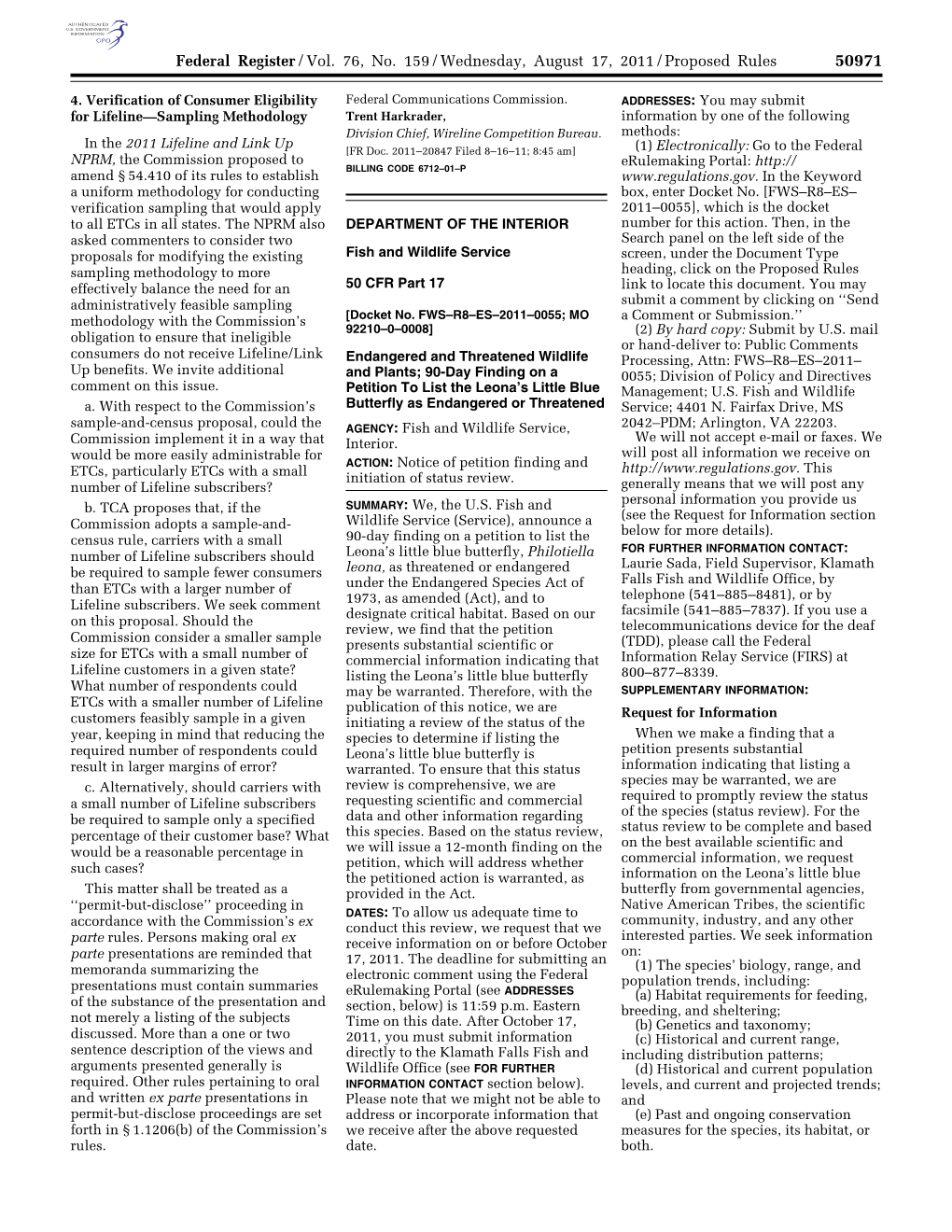 Federal Register/Vol. 76, No. 159/Wednesday, August 17, 2011/Proposed Rules