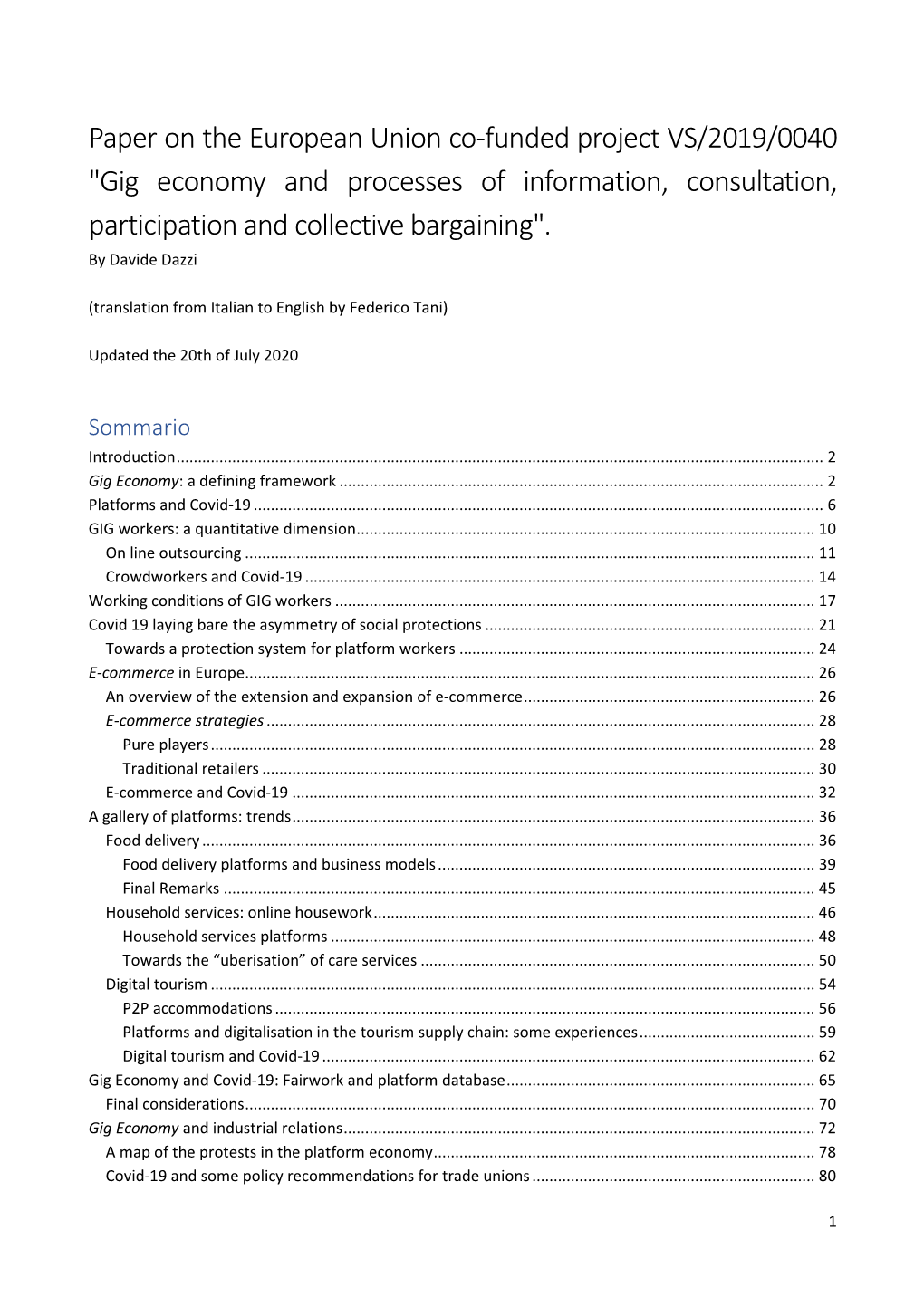 Gig Economy and Processes of Information, Consultation, Participation and Collective Bargaining"