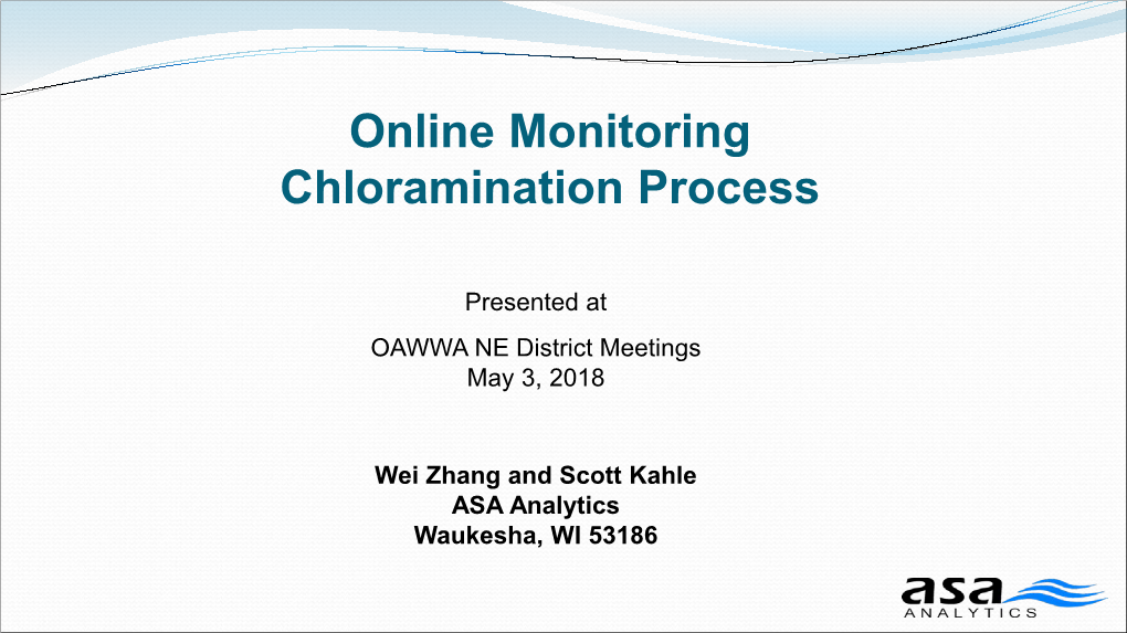 Online Monitoring Chloramination Process