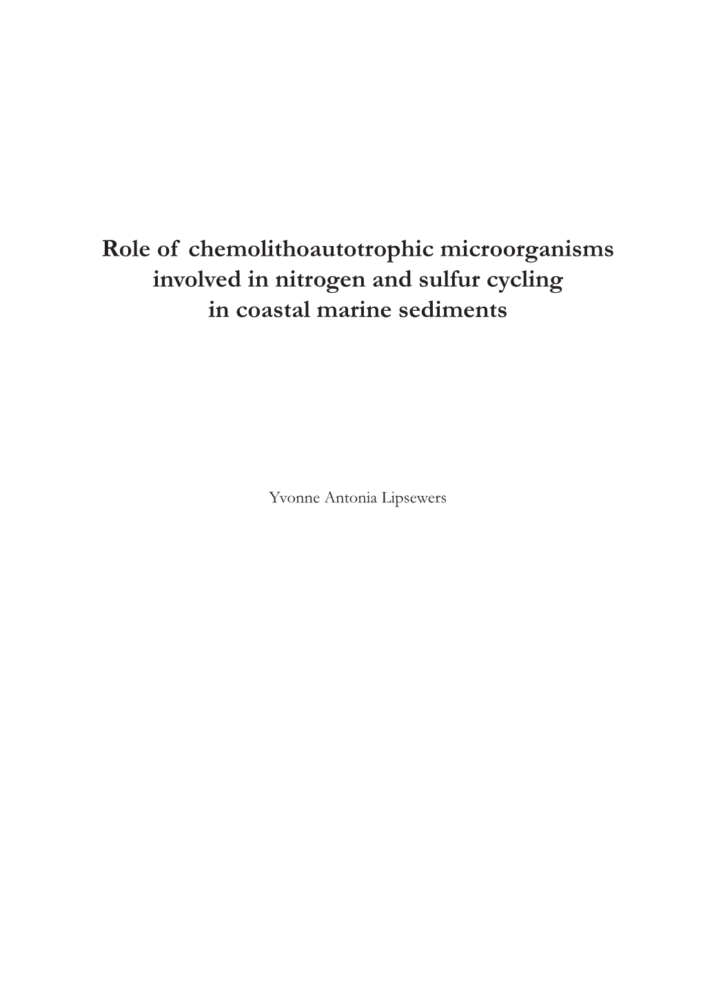 Role of Chemolithoautotrophic Microorganisms Involved in Nitrogen and Sulfur Cycling in Coastal Marine Sediments