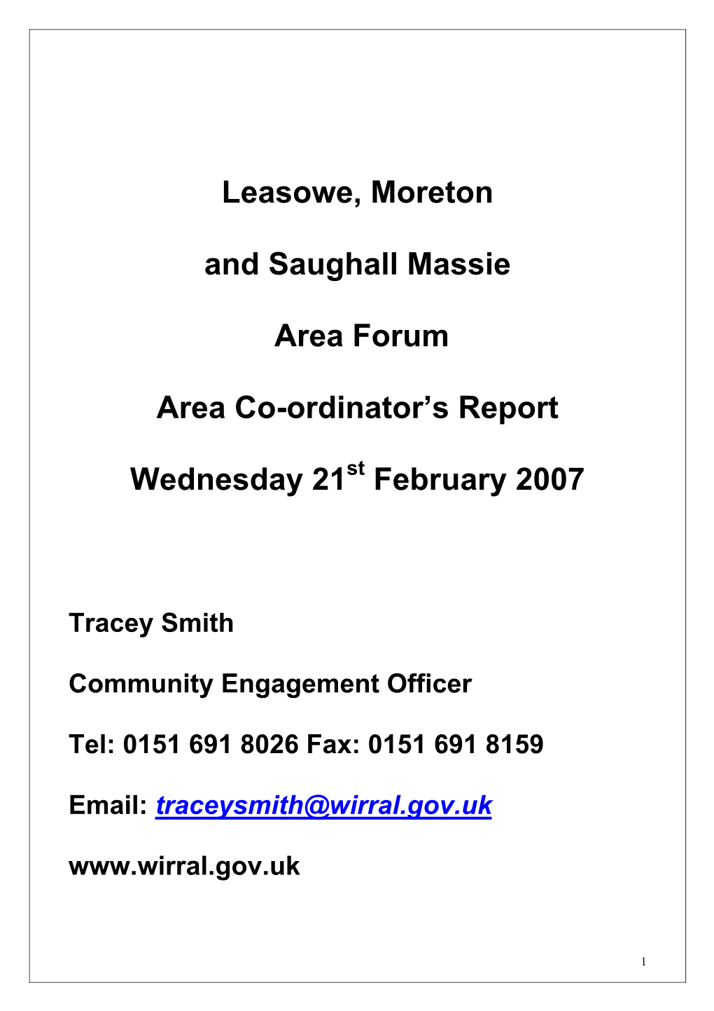 Leasowe, Moreton and Saughall Massie Area Forum Area Co