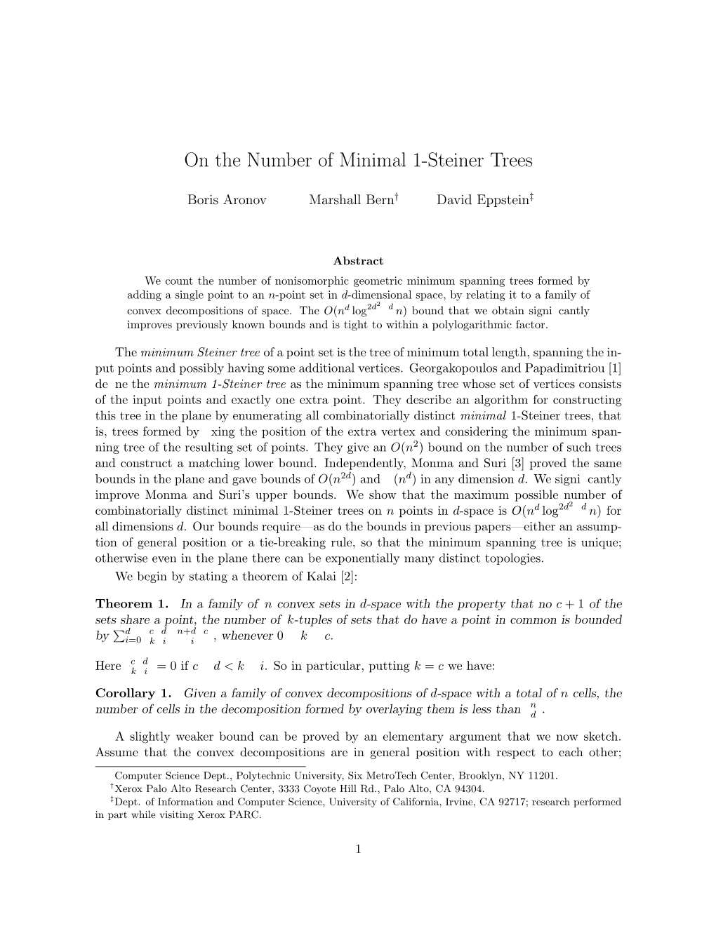On the Number of Minimal 1-Steiner Trees
