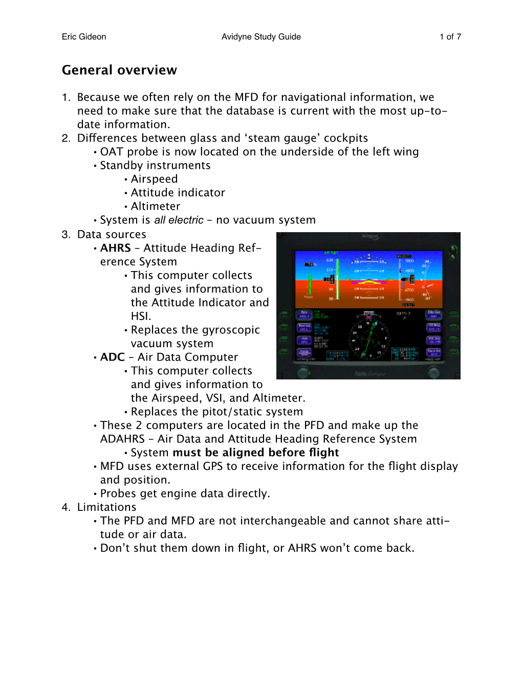 Avidyne PFD & MFD Study Guide