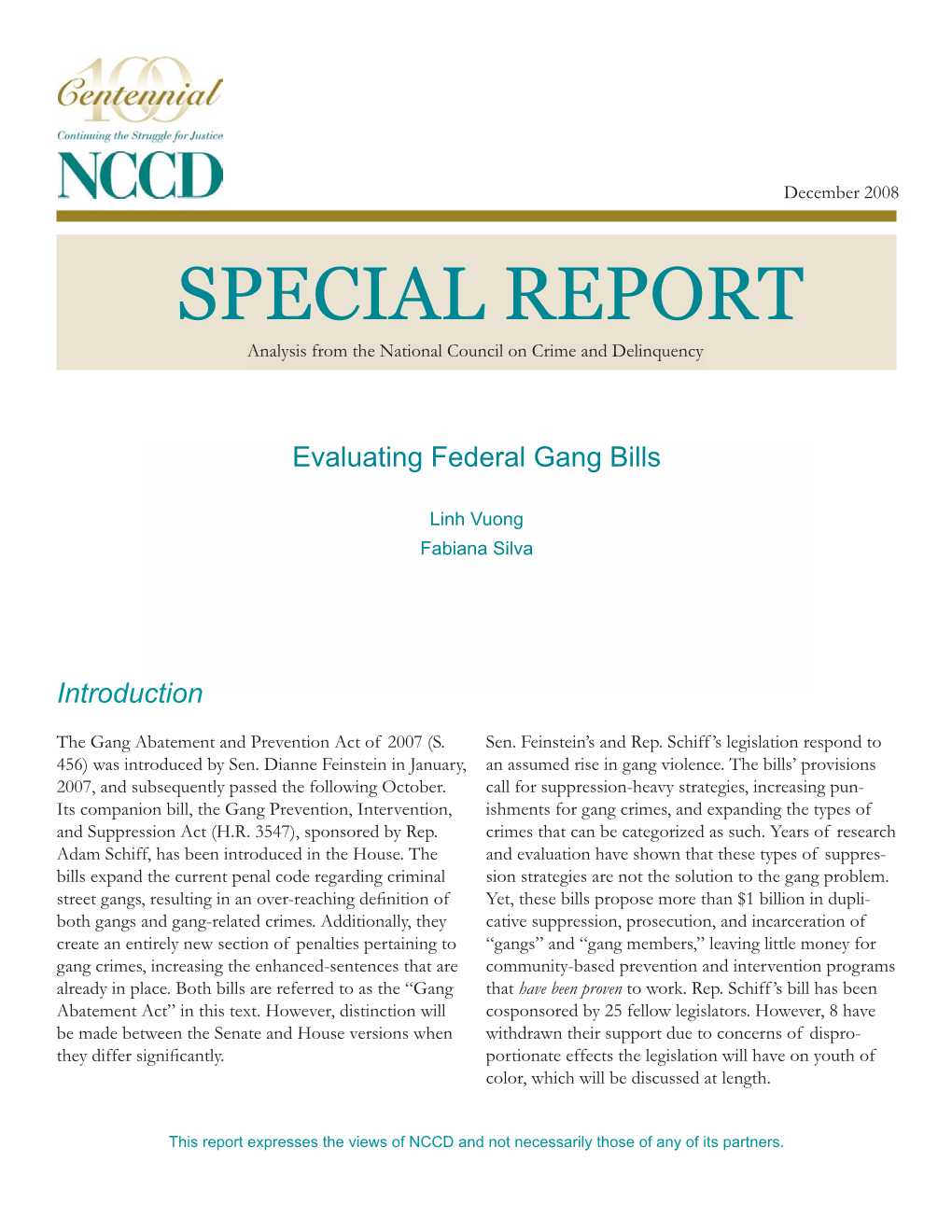 Evaluating Federal Gang Bills