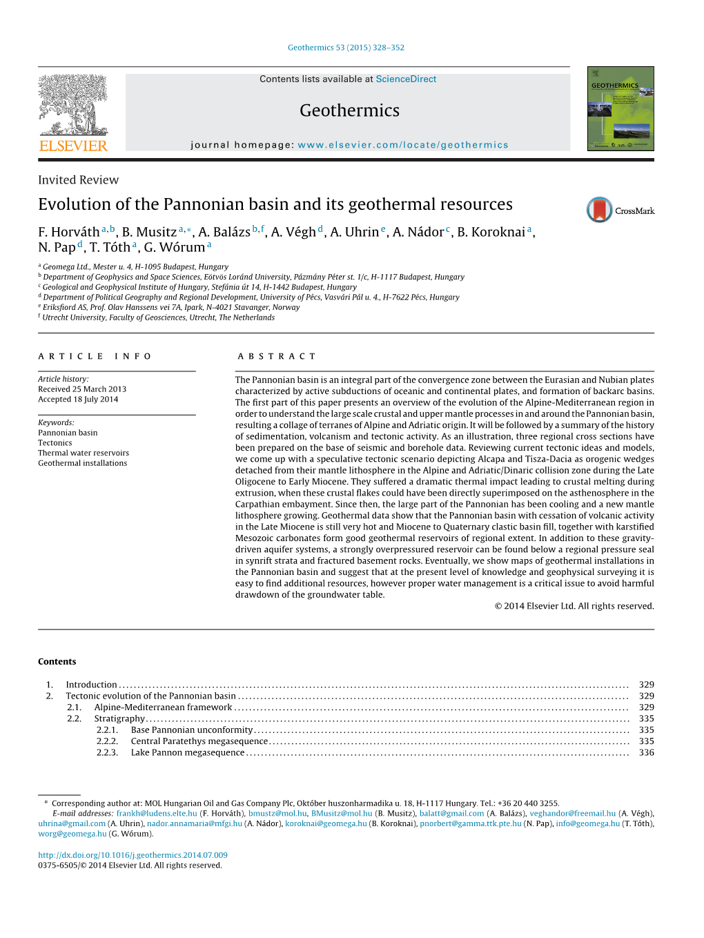 Evolution of the Pannonian Basin and Its Geothermal Resources