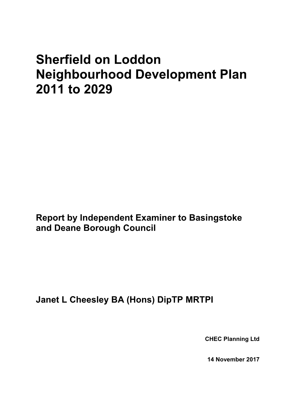 Sherfield on Loddon Neighbourhood Development Plan Examiner's Report