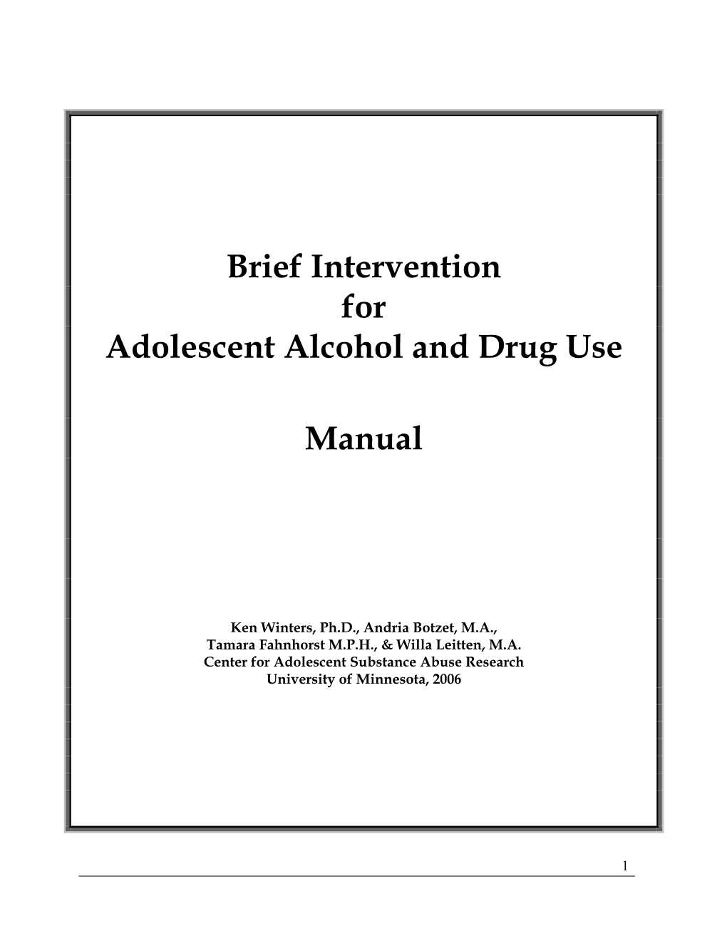 Teen Intervene Manual File