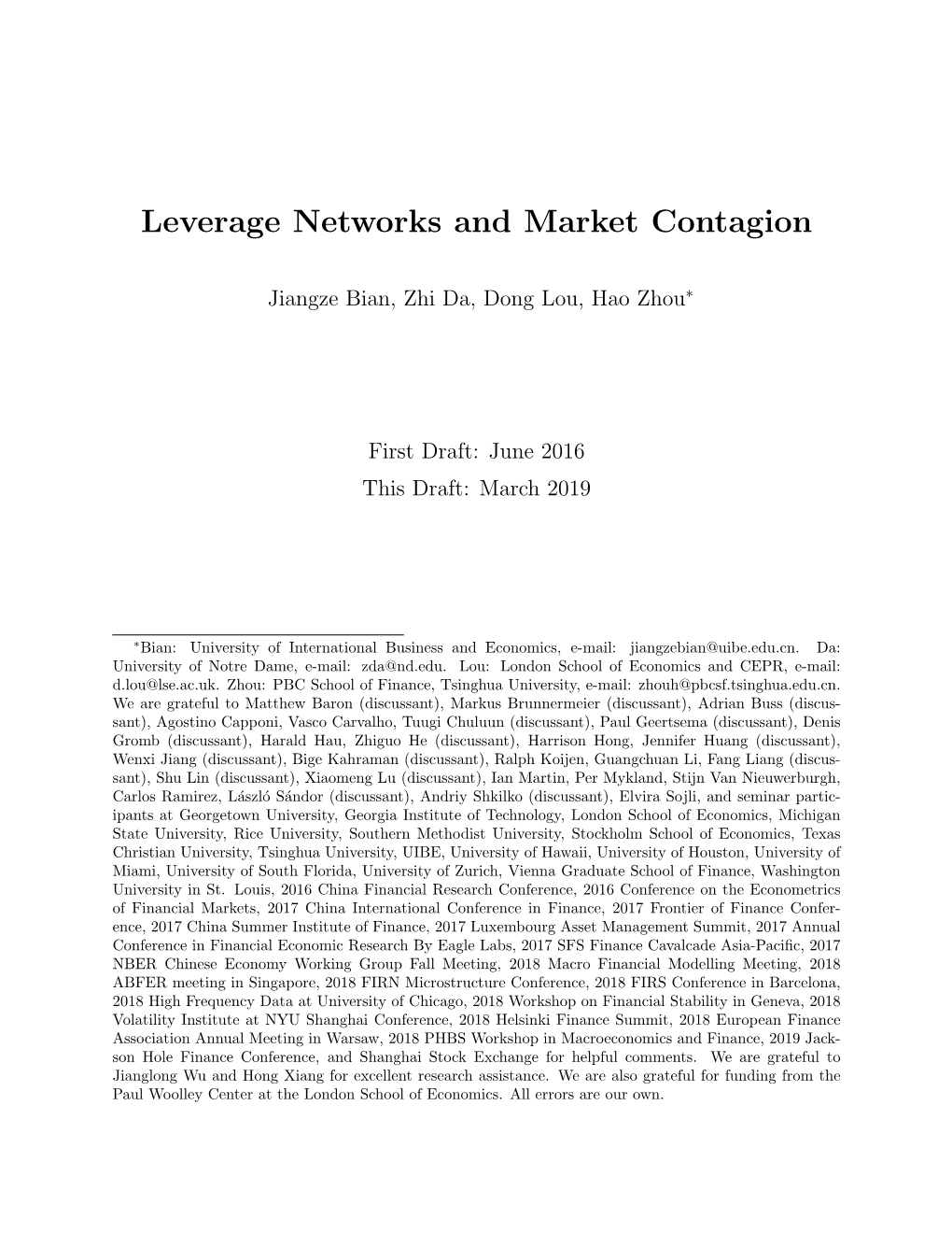 Leverage Networks and Market Contagion