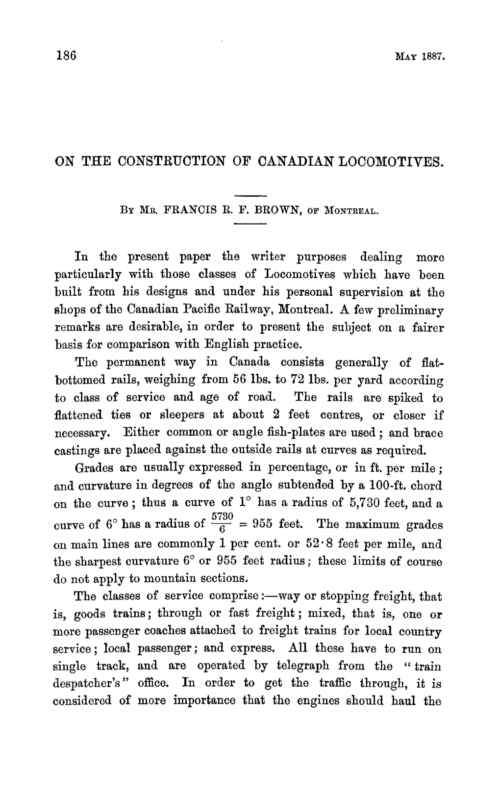 ON the CONSTRUCTION of CANADIAN LOCOMOTIVES. in The