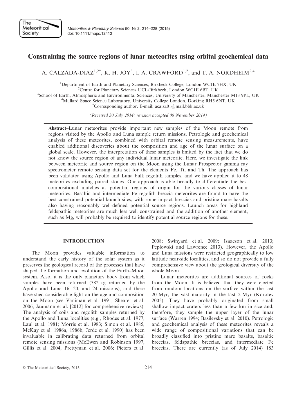 Constraining the Source Regions of Lunar Meteorites Using Orbital Geochemical Data