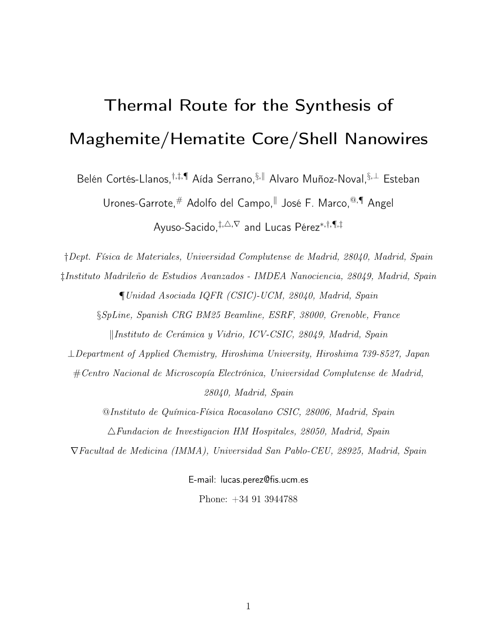 Thermal Route for the Synthesis of Maghemite/Hematite Core/Shell Nanowires