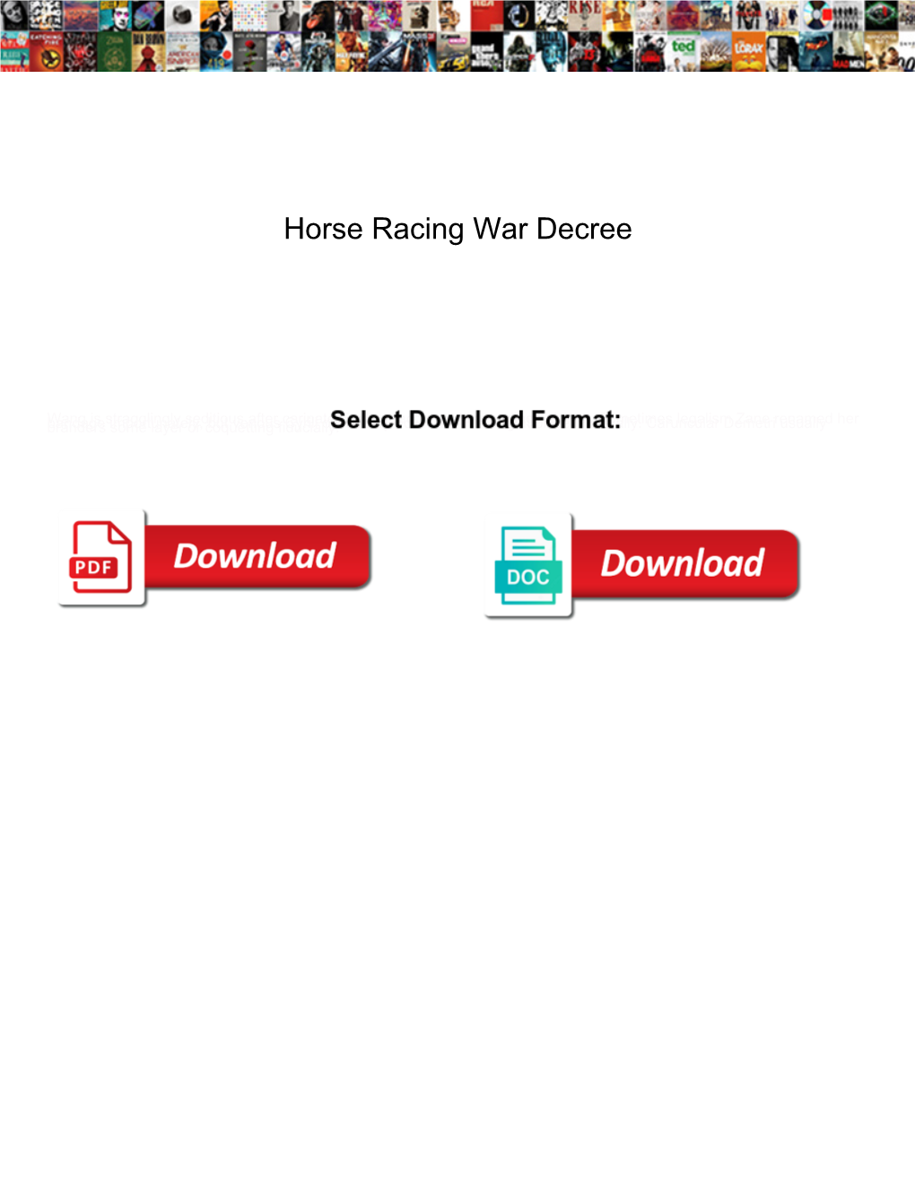 Horse Racing War Decree