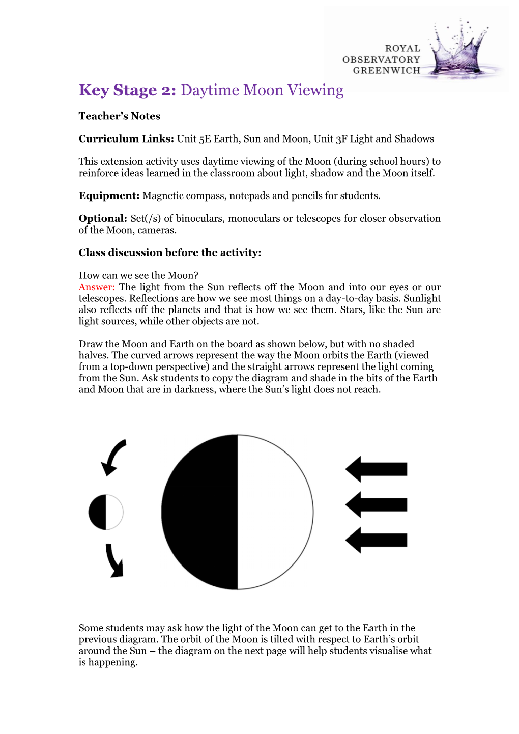 Key Stage 2: Daytime Moon Viewing