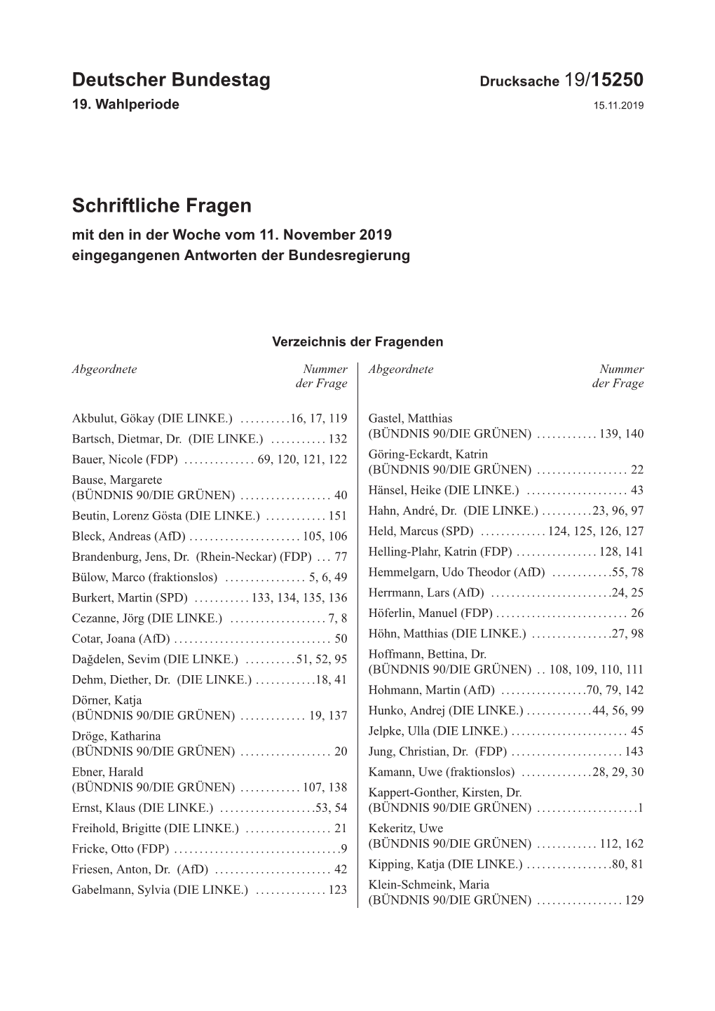 Drucksache 19/15250 19