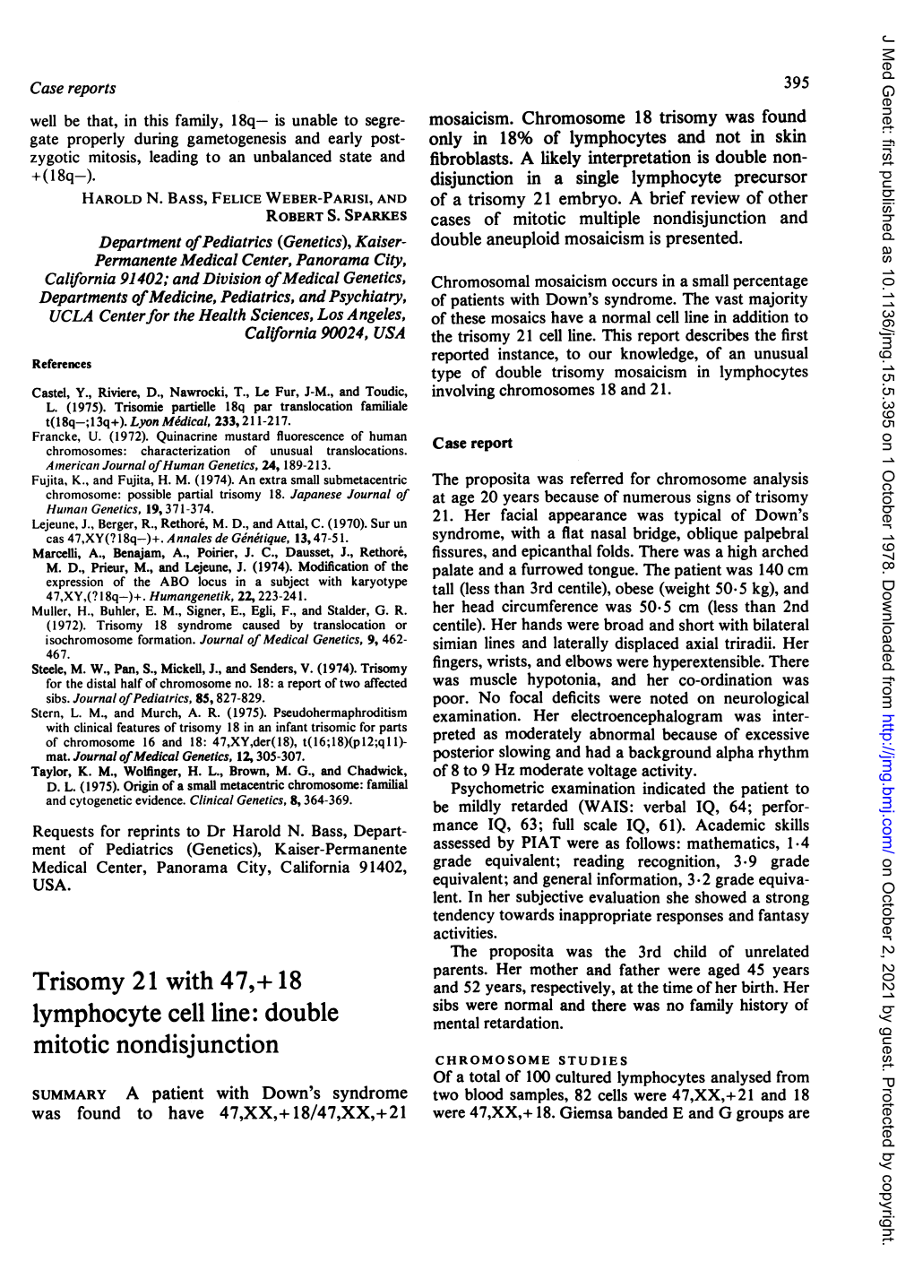 Double Mitotic Nondisjunction