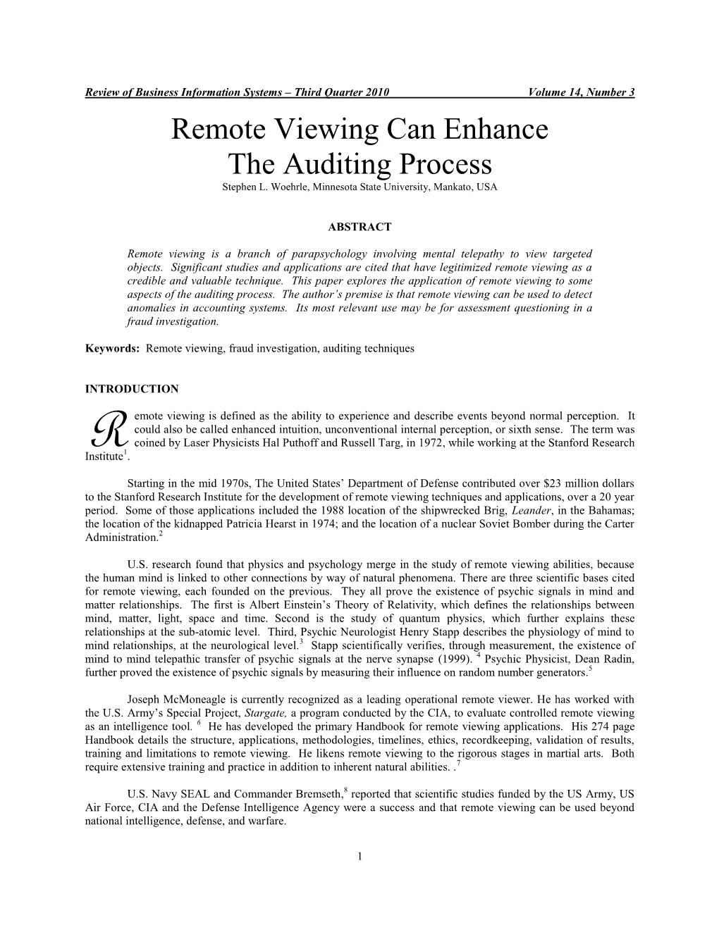 Remote Viewing Can Enhance the Auditing Process Stephen L