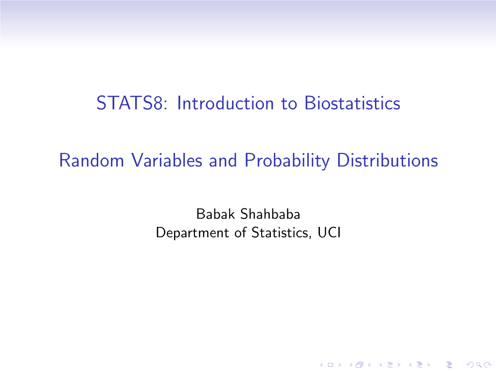 STATS8: Introduction to Biostatistics 24Pt Random Variables And