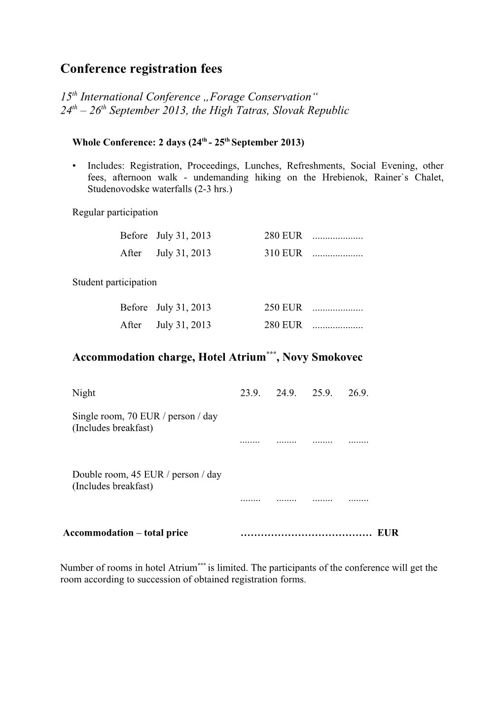 Conference Registration Fees