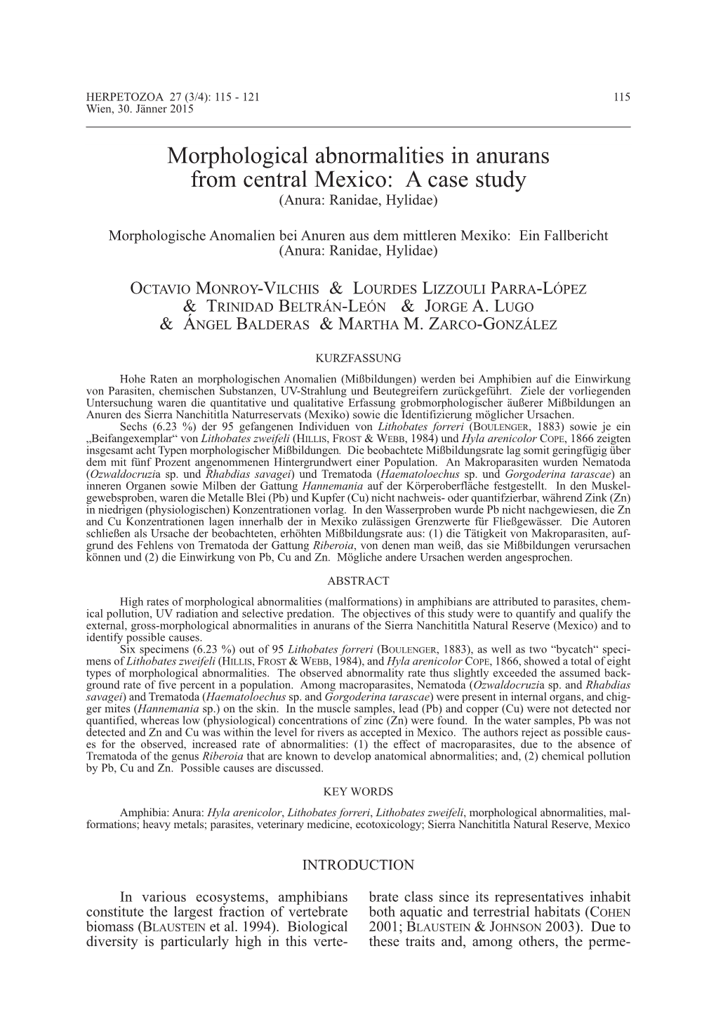 Morphological Abnormalities in Anurans from Central Mexico: a Case Study (Anura: Ranidae, Hylidae)