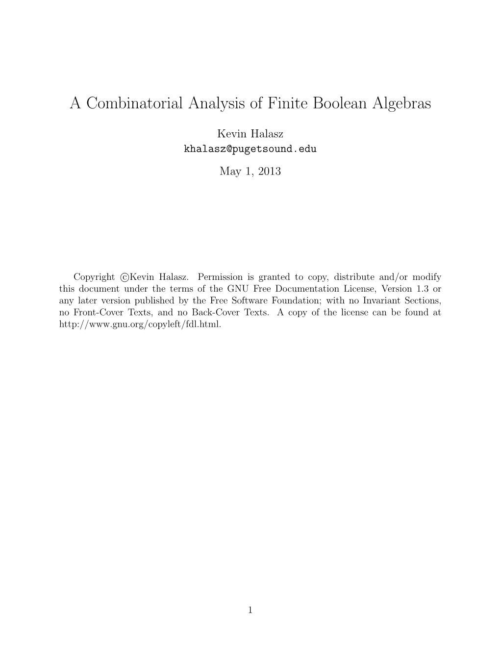 A Combinatorial Analysis of Finite Boolean Algebras