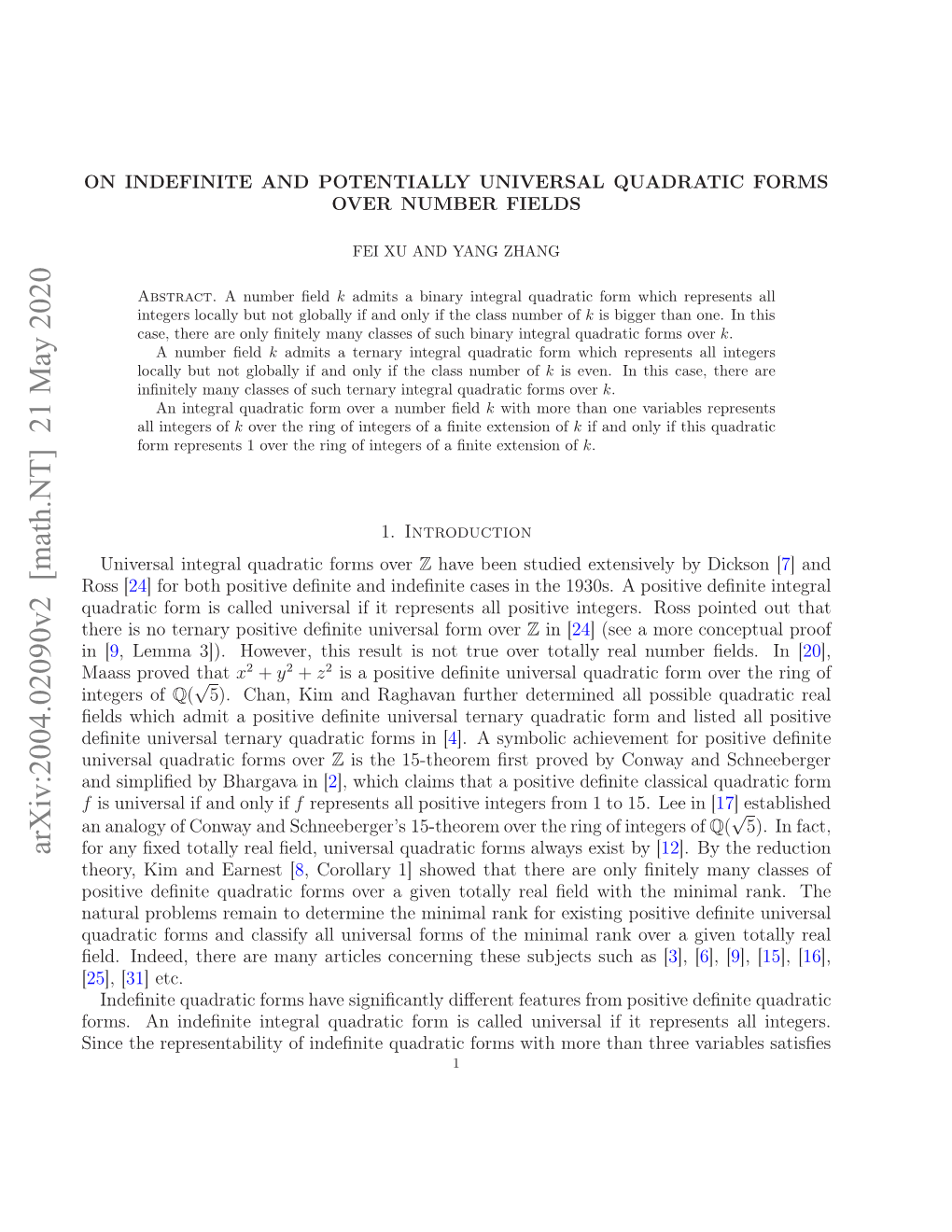 Arxiv:2004.02090V2 [Math.NT]