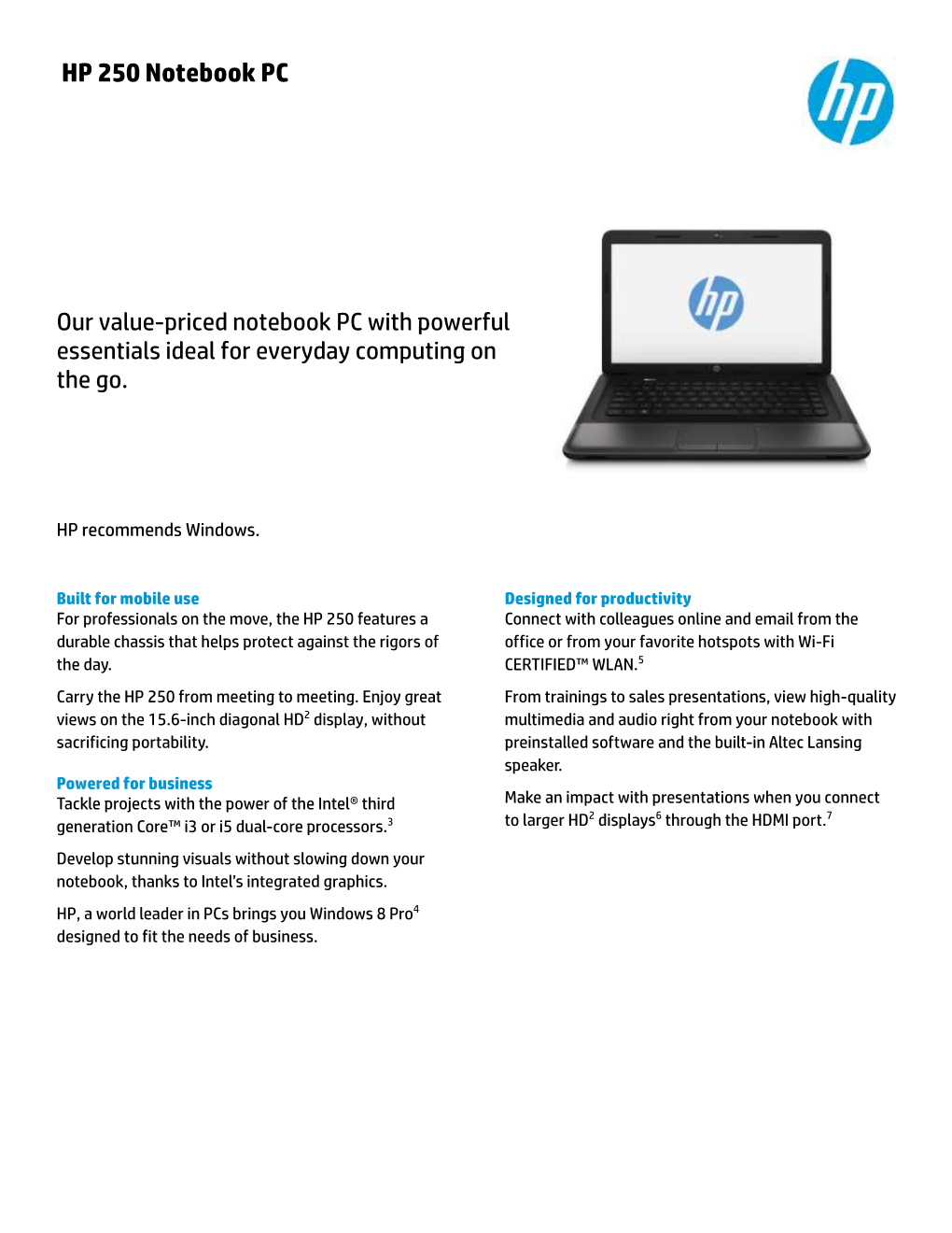 HP 250 Notebook PC