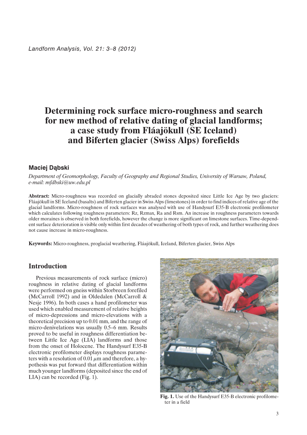 Determining Rock Surface Micro-Roughness and Search For