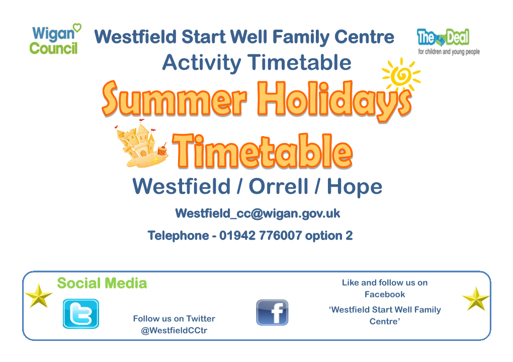 Activity Timetable Westfield / Orrell / Hope