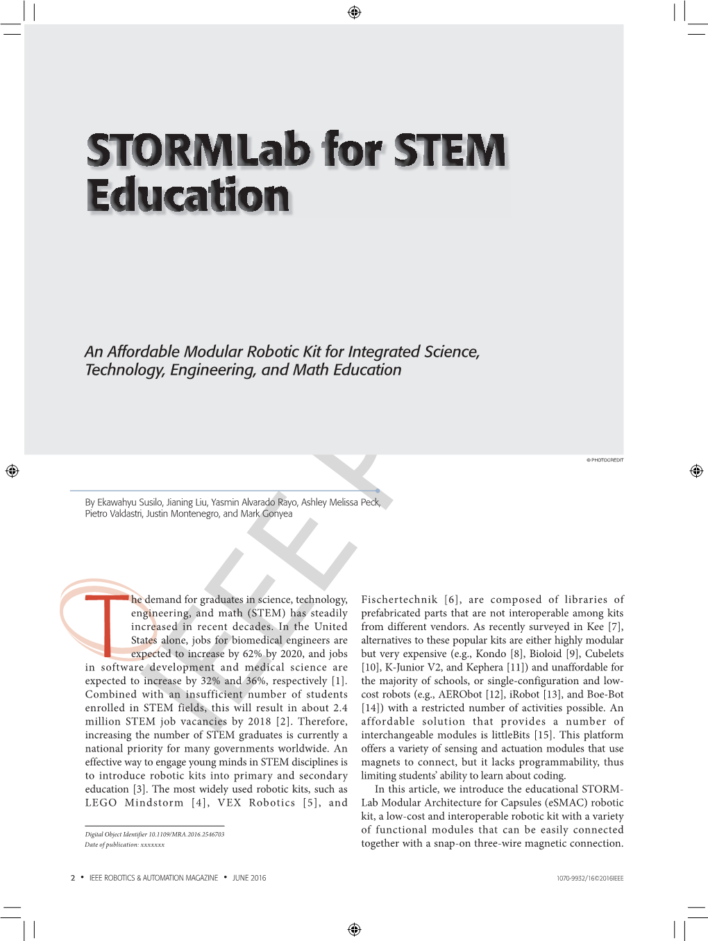 An Affordable Modular Robotic Kit for Integrated Science, Technology, Engineering, and Math Education