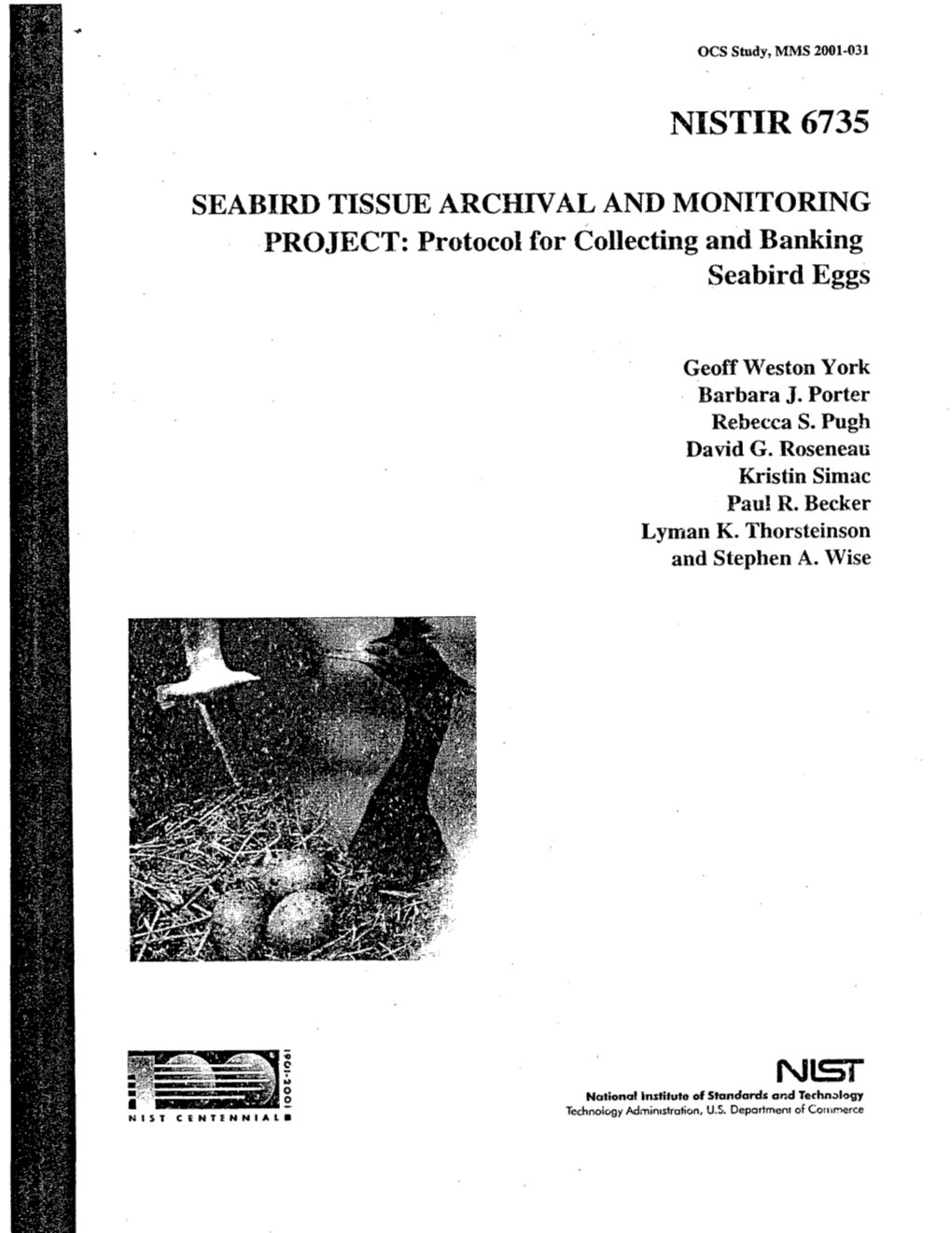 SEABIRD TISSUE ARCHIVAL and MONITORING PROJECT: Protocol for Collecting and Banking Seabird Eggs