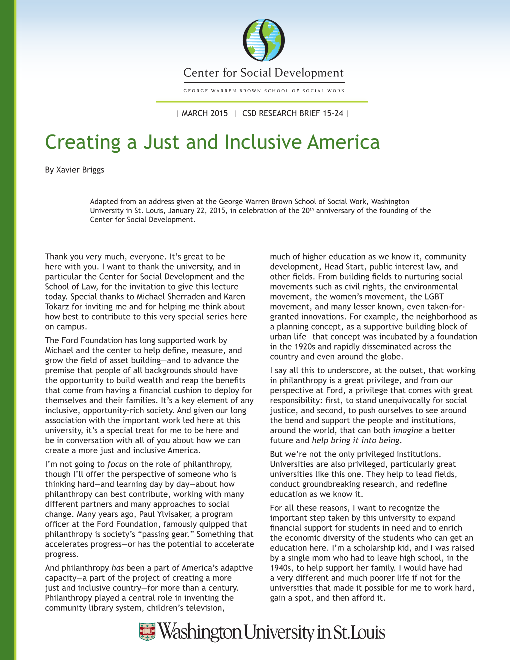 Creating a Just and Inclusive America
