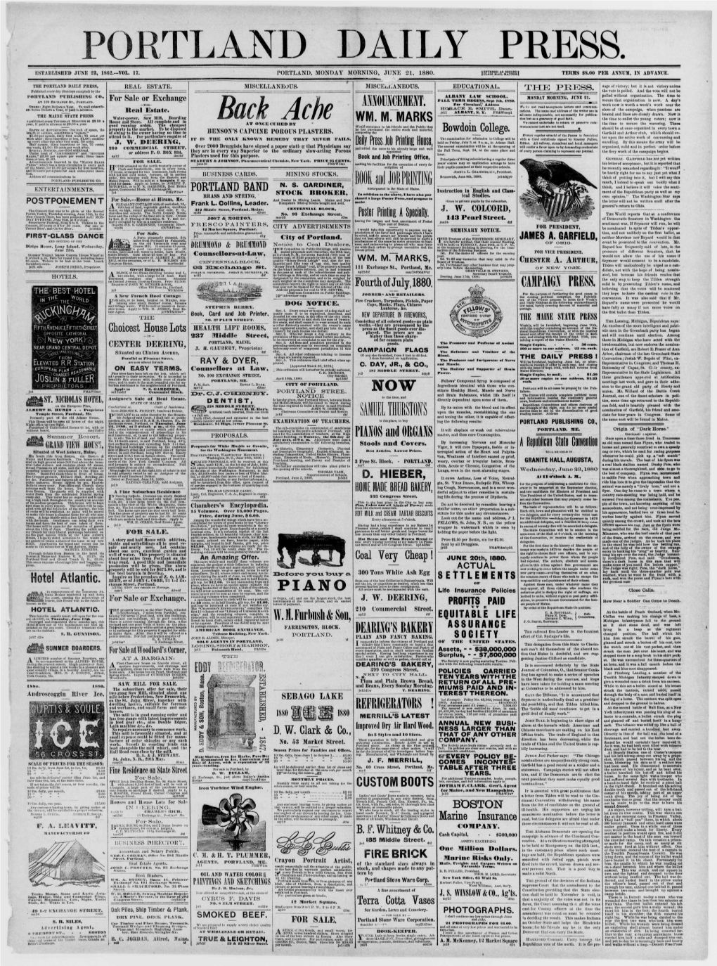Portland Daily Press: June 21,1880