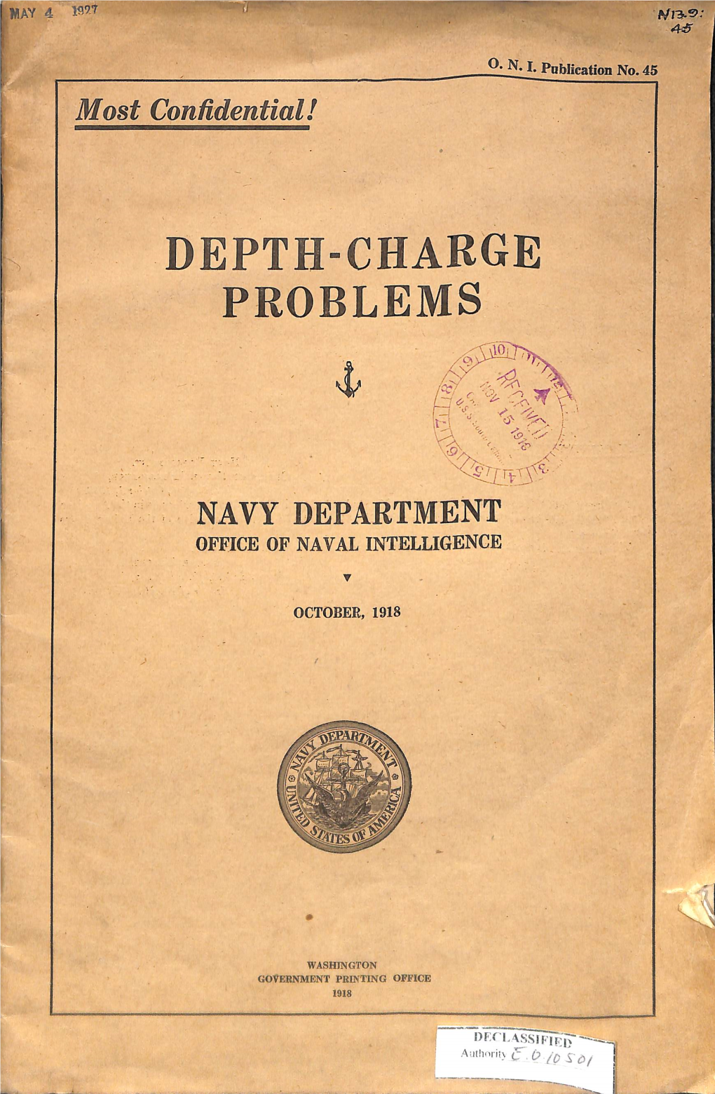 No. 45 Depth-Charge Problems October 1918