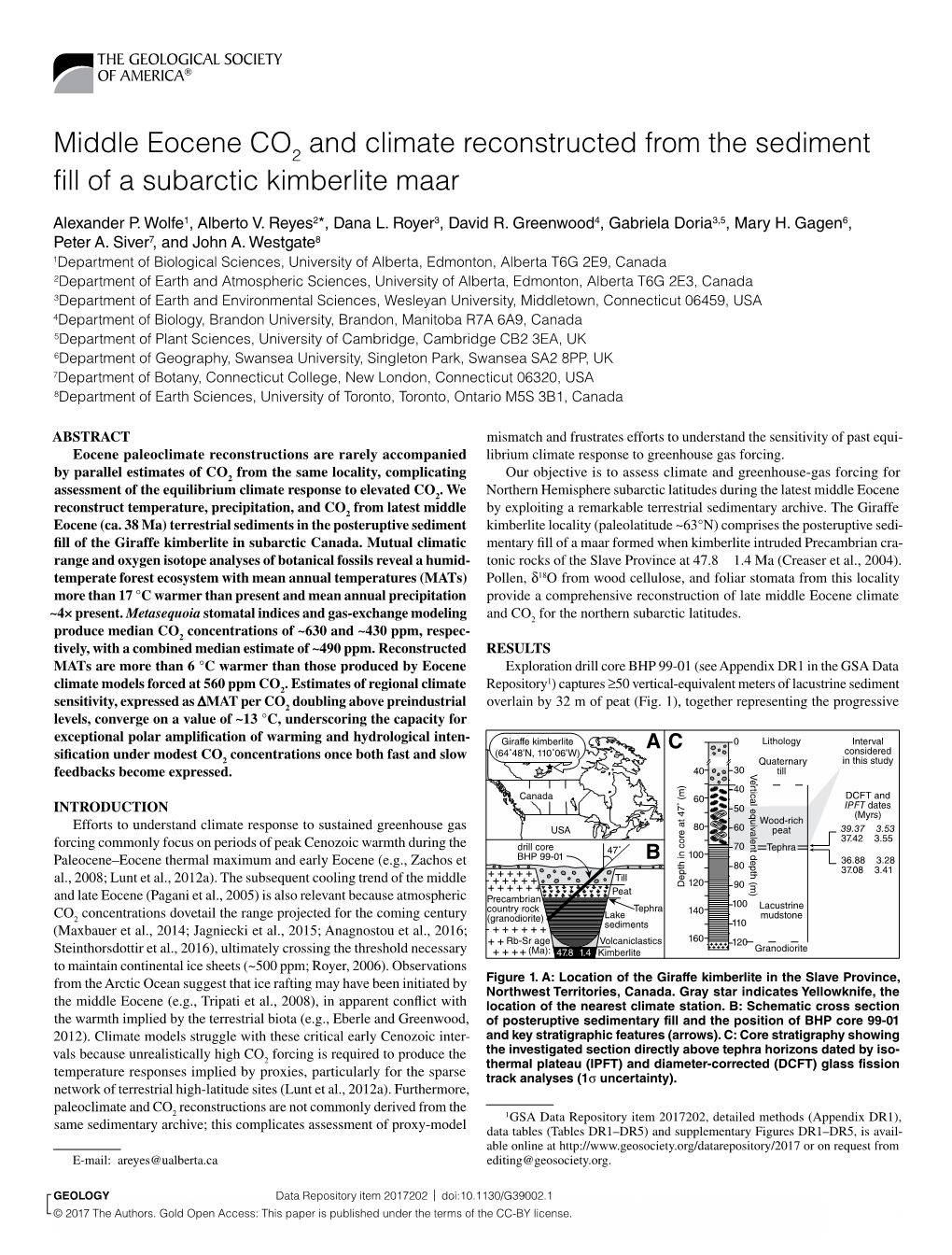 Middle Eocene CO and Climate Reconstructed from the Sediment Fill