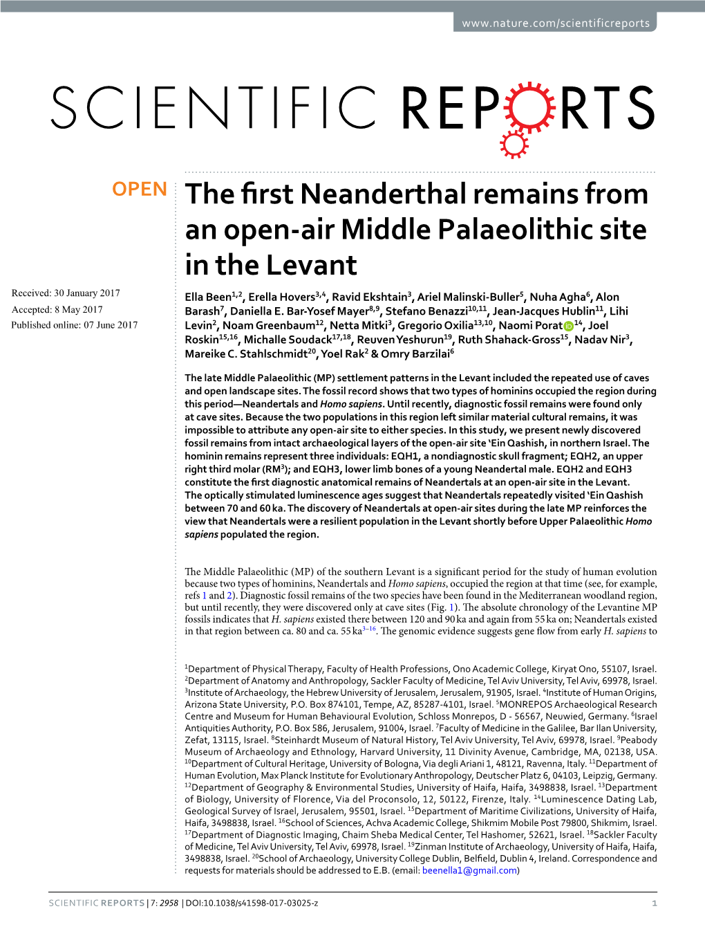 The First Neanderthal Remains from an Open-Air Middle Palaeolithic Site In