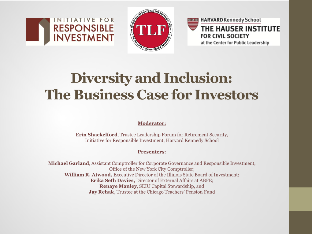 Diversity and Inclusion: the Business Case for Investors