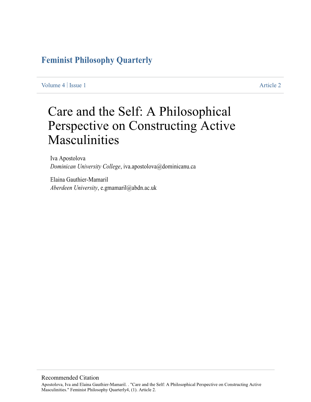 A Philosophical Perspective on Constructing Active Masculinities