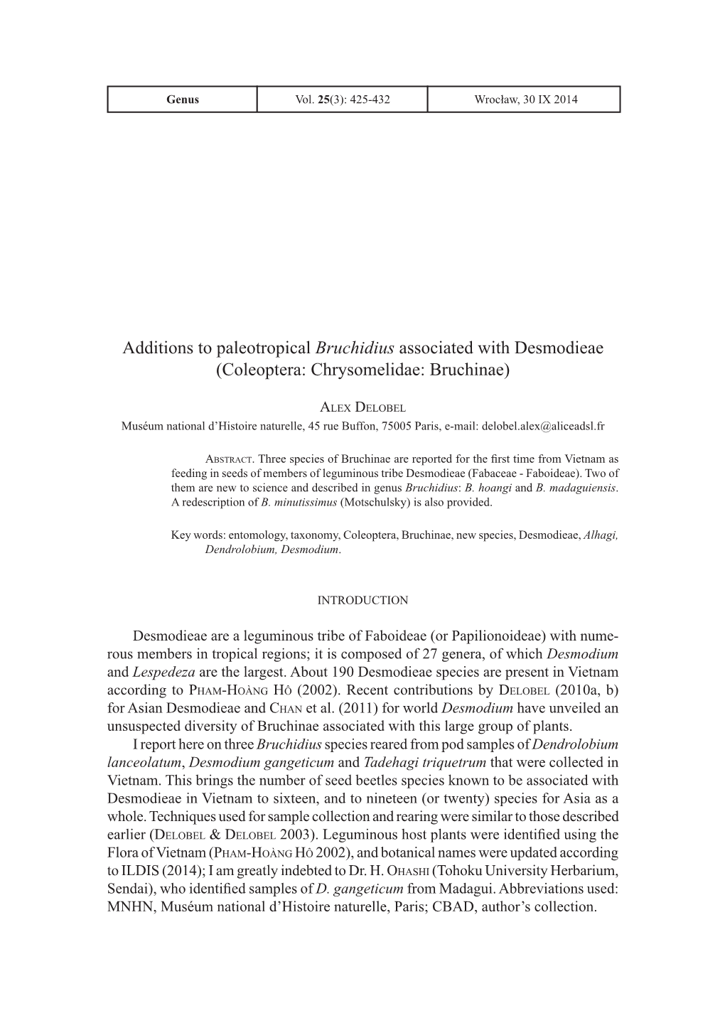 Additions to Paleotropical Bruchidius Associated with Desmodieae (Coleoptera: Chrysomelidae: Bruchinae)