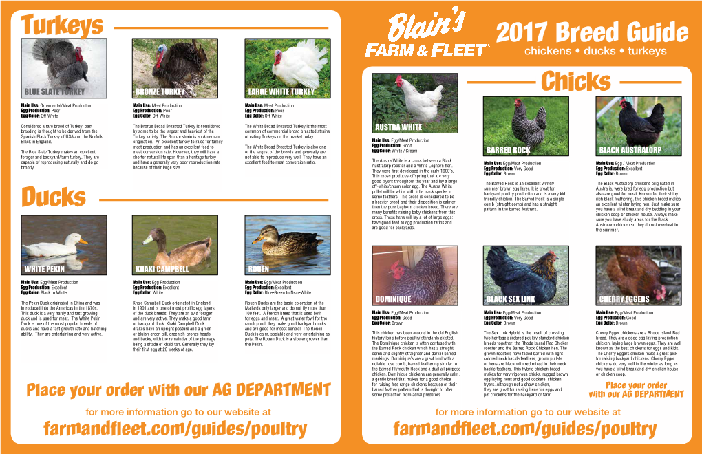 2017 Breed Guide Ducks Turkeys Chicks