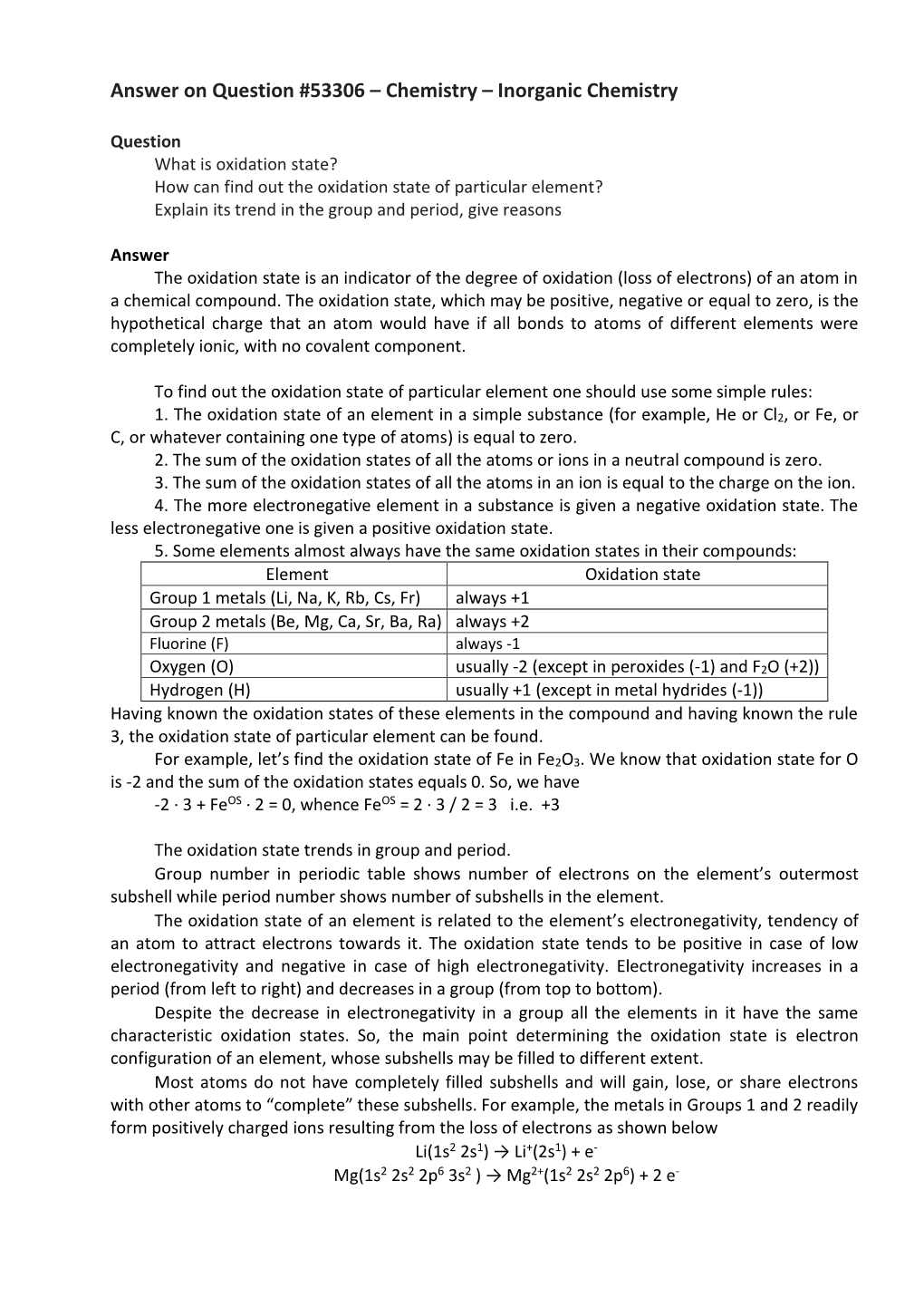 Chemistry – Inorganic Chemistry