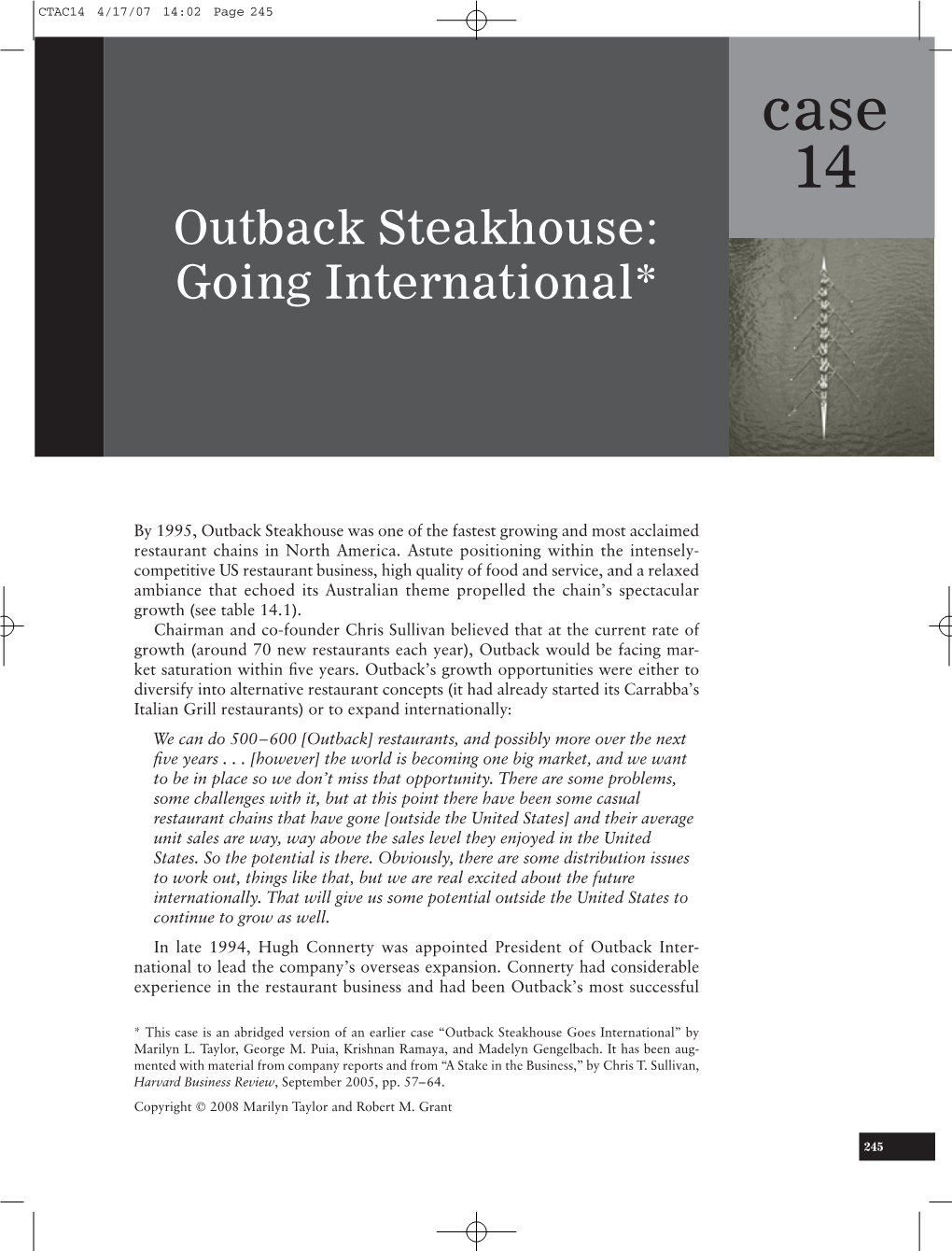 Case 14 Outback Steakhouse: Going International*