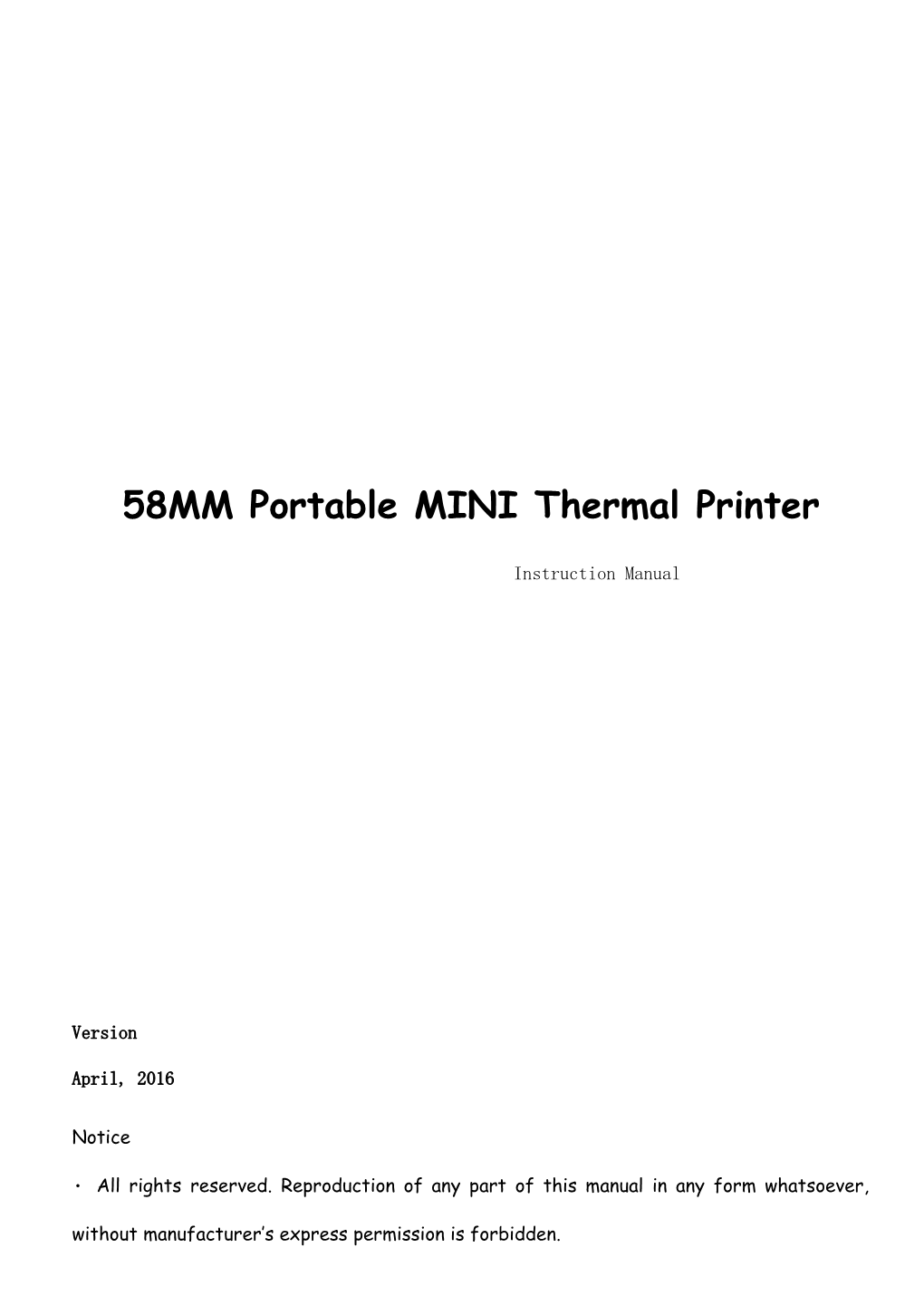 58MM Portable MINI Thermal Printer