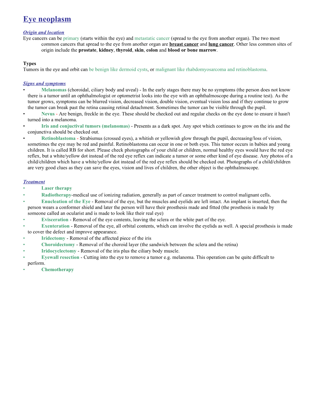 Eye Neoplasm