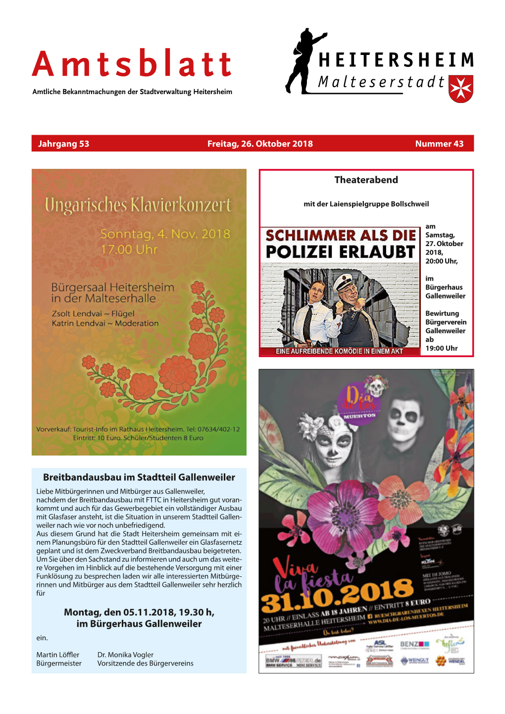 Amtsblatt Nr. 43 Vom 26.10.2018
