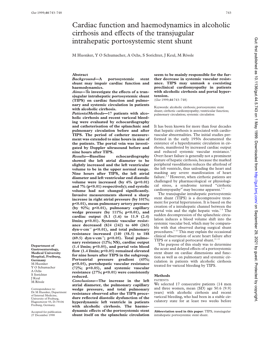 Cardiac Function and Haemodynamics in Alcoholic Cirrhosis and Evects of the Transjugular Intrahepatic Portosystemic Stent Shunt