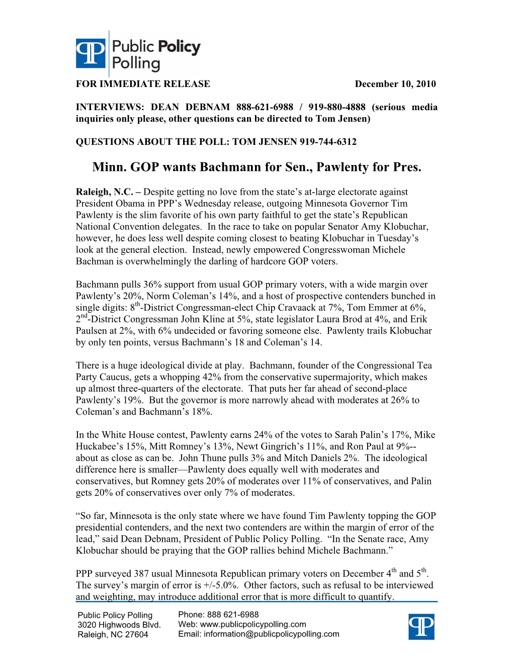 Minn. GOP Wants Bachmann for Sen., Pawlenty for Pres